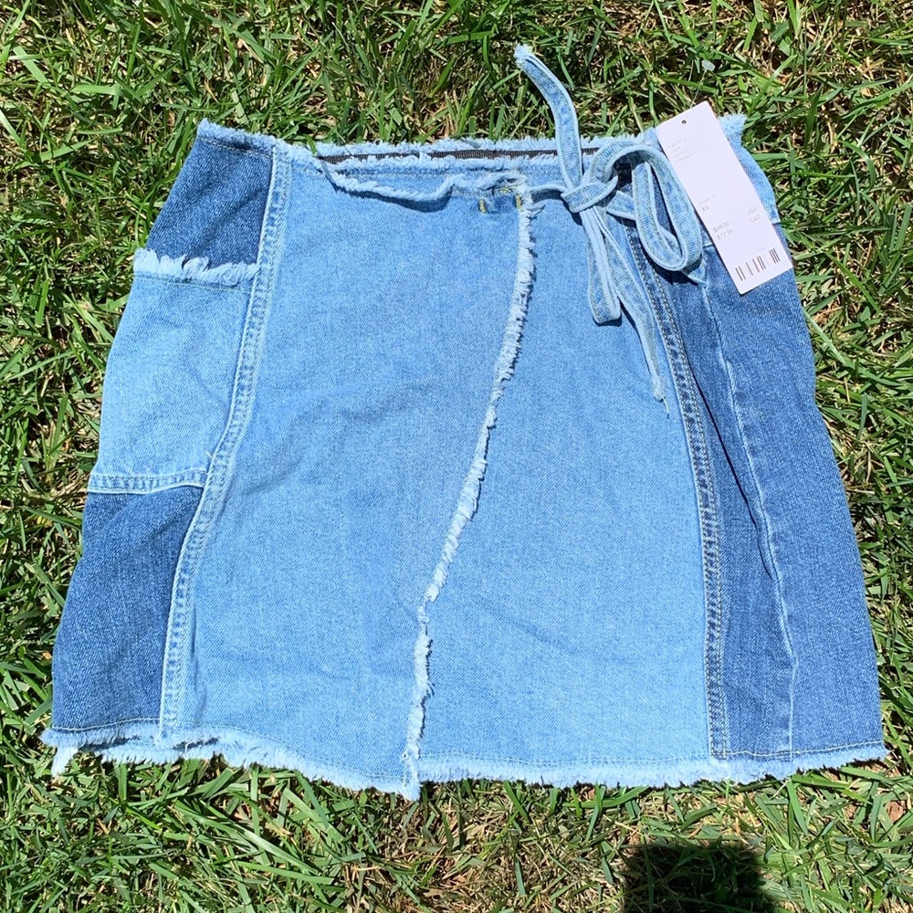 urban outfitters patchwork denim skirt
